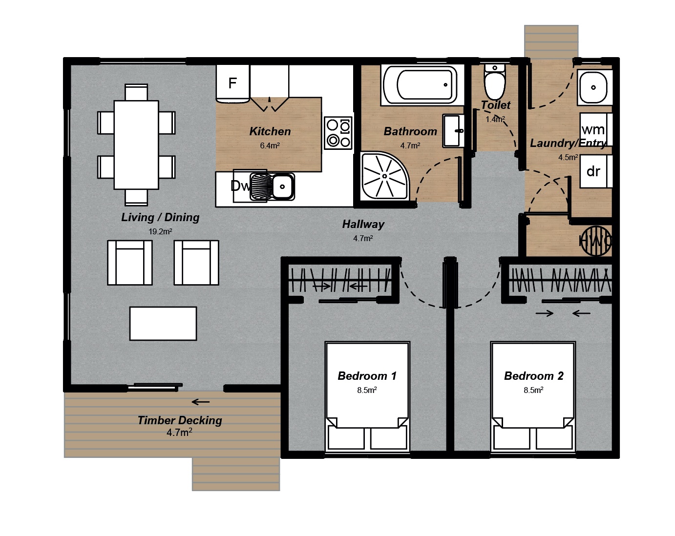Oxford 2 bedroom Floorplan