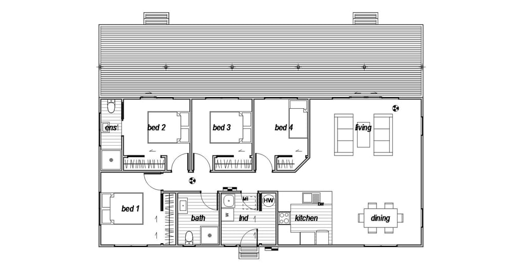 4 bedroom prefab home floorplan
