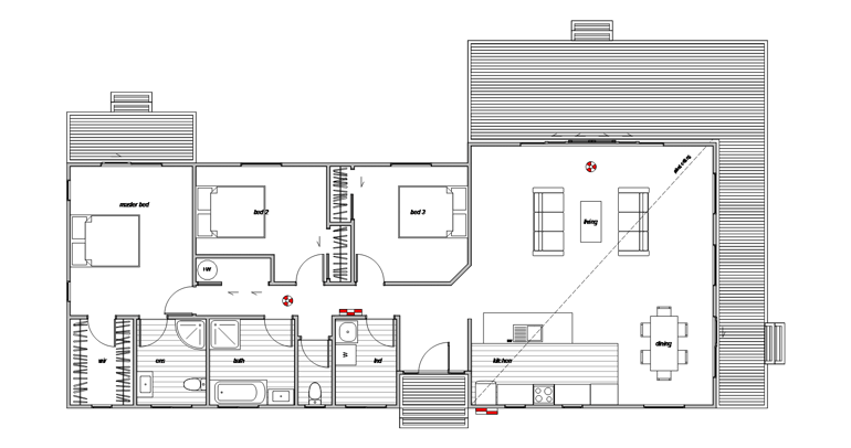 3 bedroom home with deck floor plans
