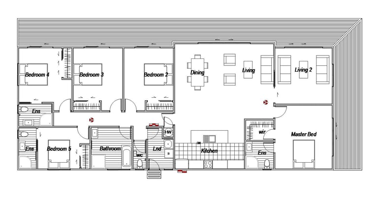 Prefab home floorplan for a 5 bedroom home