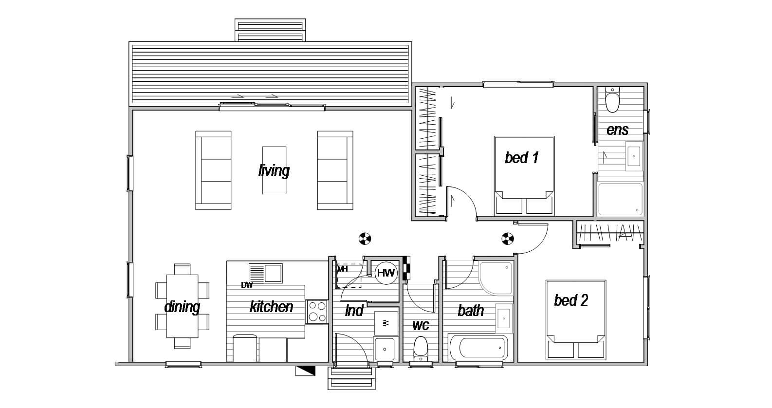 2 bedroom floorplan design