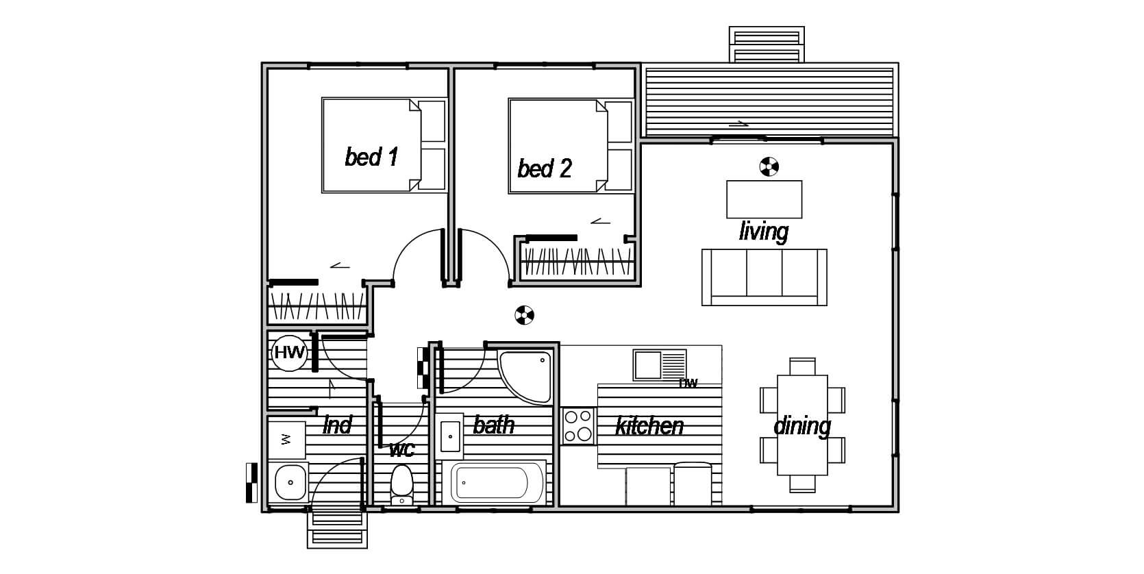 Floor Plan for 2 bedroom tiny house
