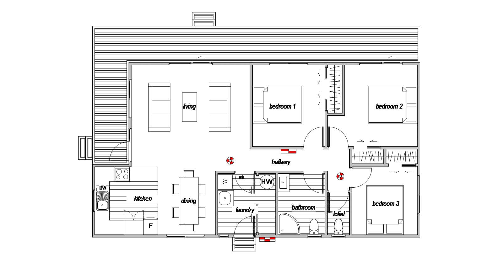 3 Bedroom design - Villa 3 prefab home floor plan