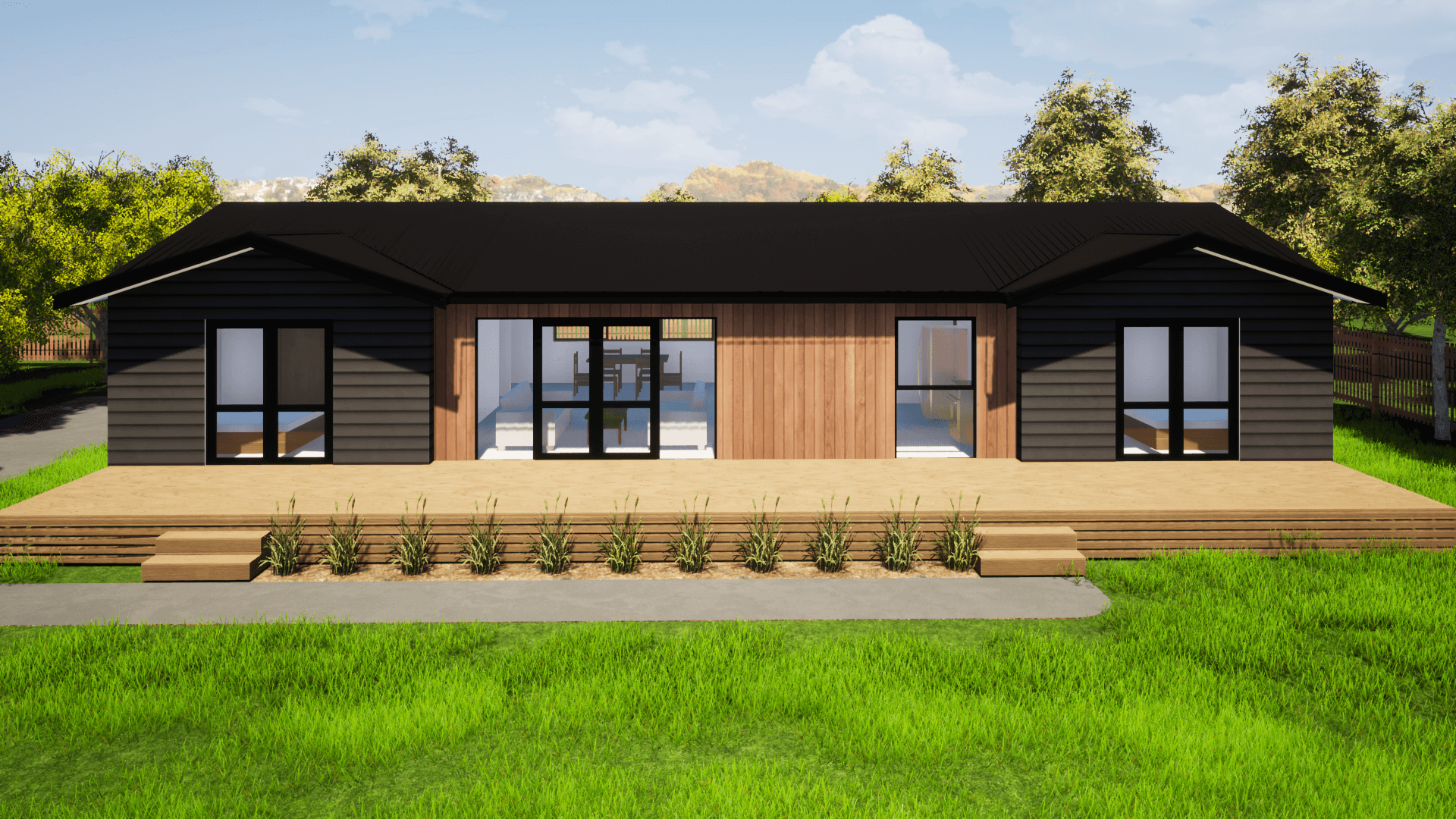 4 bedroom prefab house with large deck