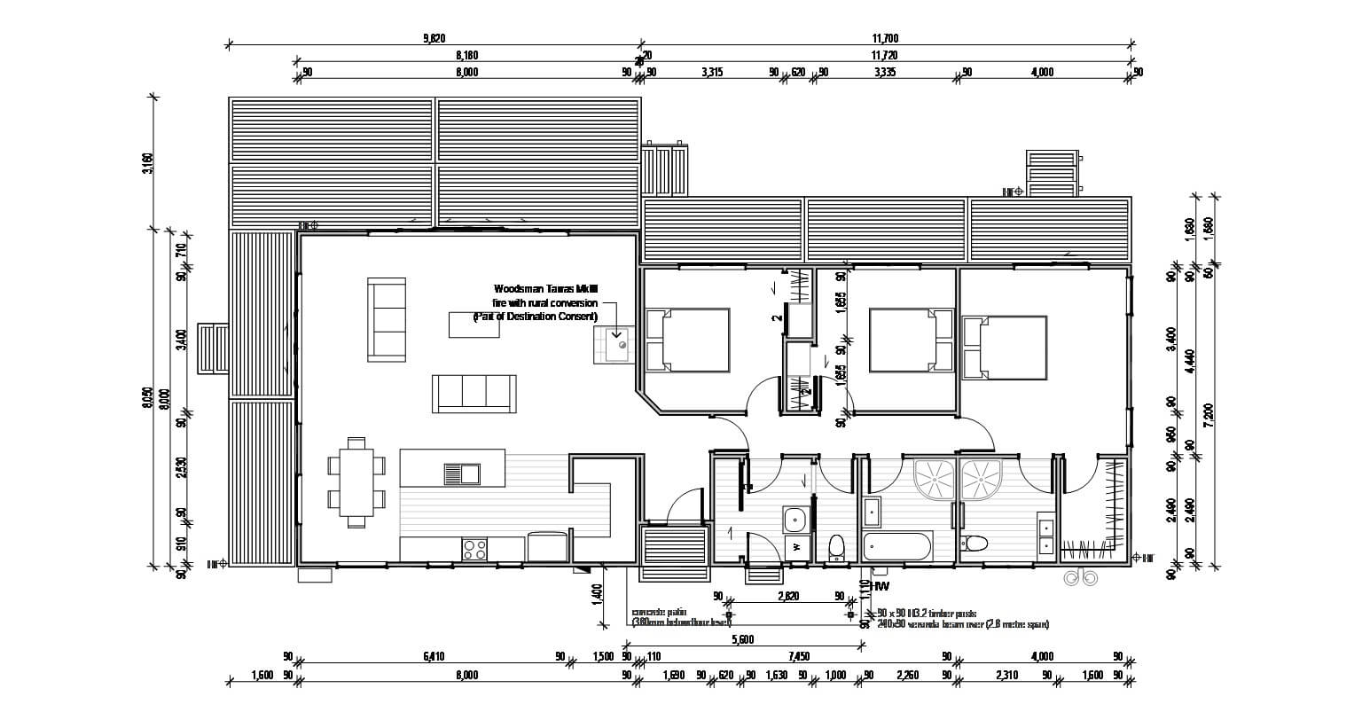 Rakaia Alternative 3 bedroom house design floor plan