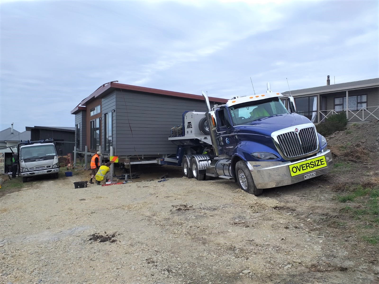 Prefab home delivered on back of truck