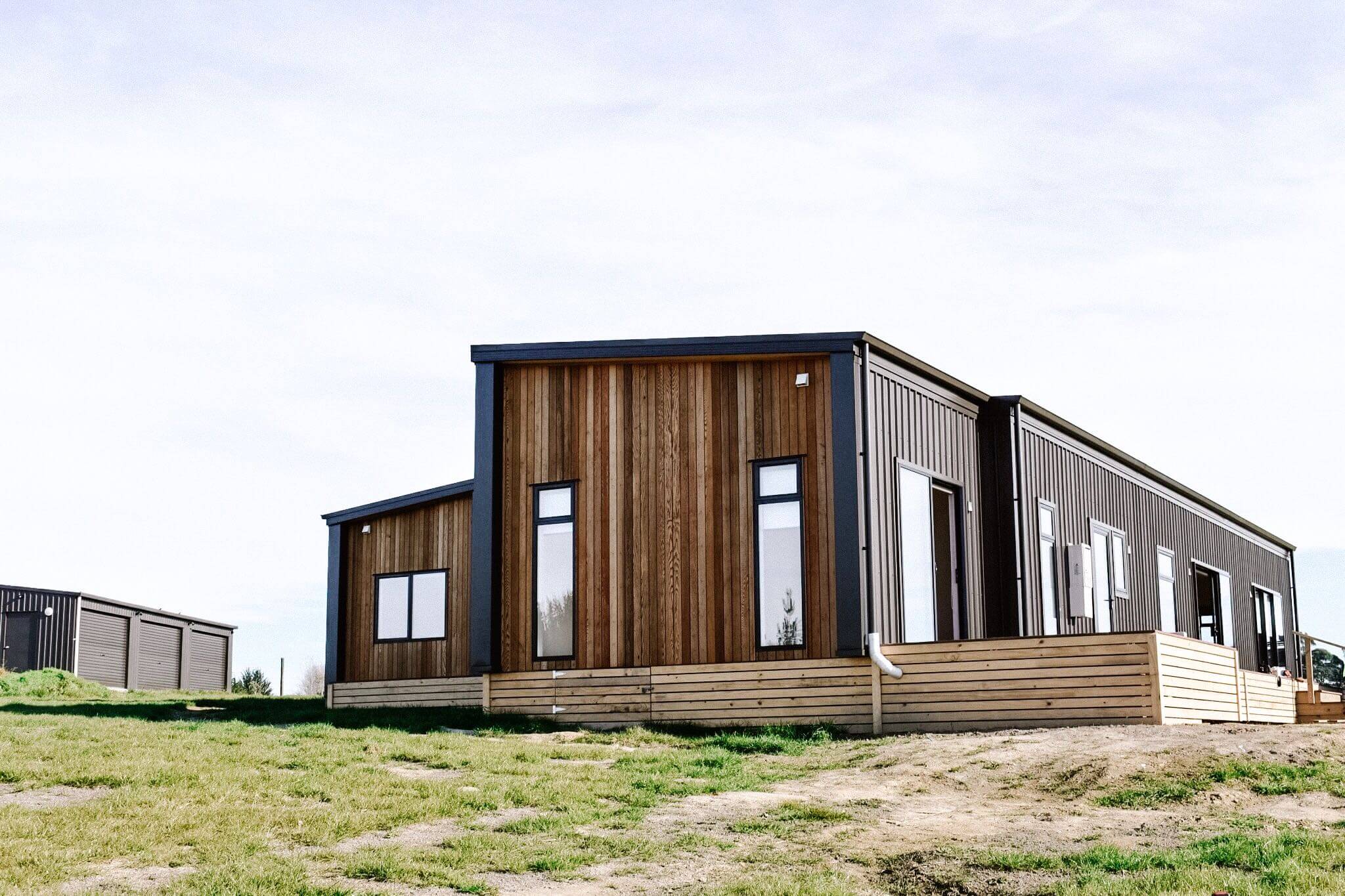 Genius Homes Feature prefab home cladding - cedar